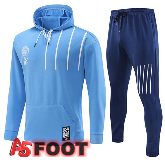 Ensemble Survetement Veste A Capuche Manchester City Bleu 2022/2023
