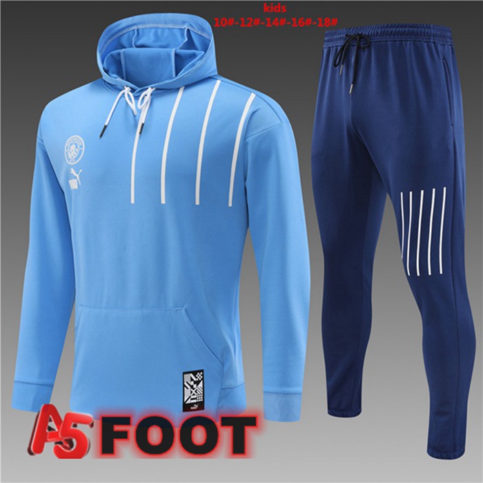 Ensemble Survetement Veste A Capuche Manchester City Enfant Bleu 2022/2023