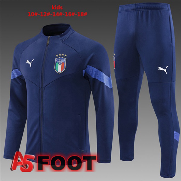 Ensemble Veste Survetement de Foot Italie Enfant Bleu Royal 2022/2023