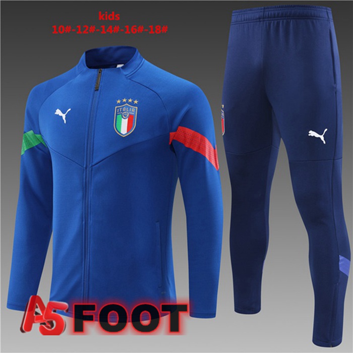 Ensemble Veste Survetement de Foot Italie Enfant Bleu 2022/2023