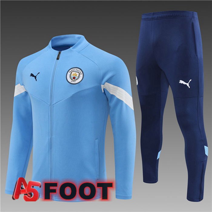 Ensemble Veste Survetement de Foot Manchester City Enfant Bleu 2022/2023