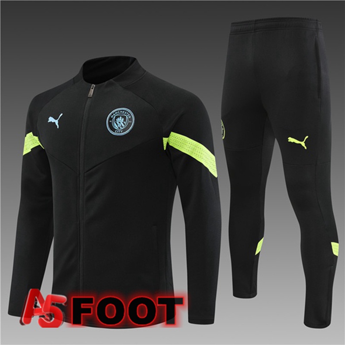 Ensemble Veste Survetement de Foot Manchester City Enfant Noir 2022/2023