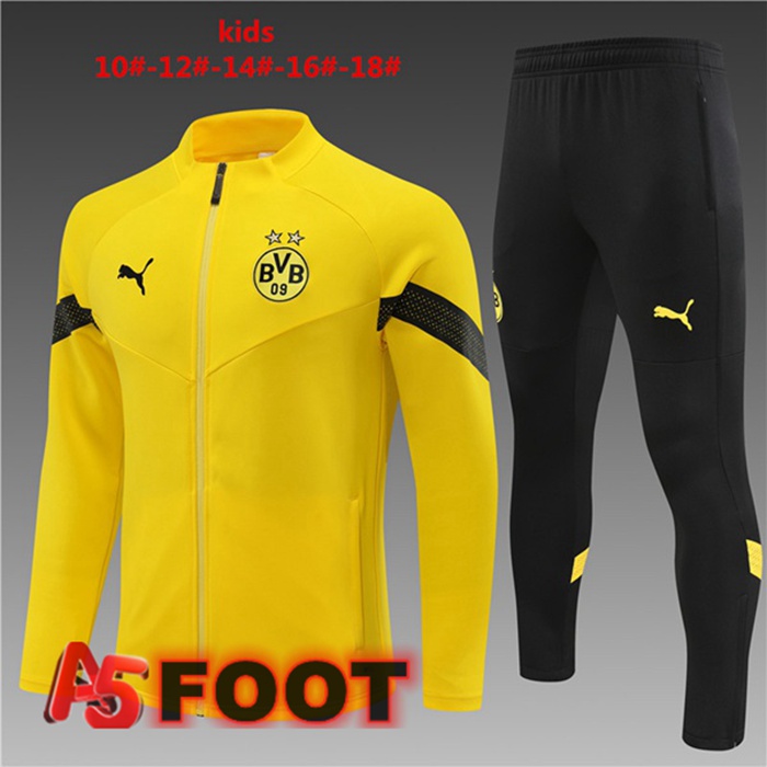 Ensemble Veste Survetement de Foot Dortmund BVB Enfant Jaune 2022/2023