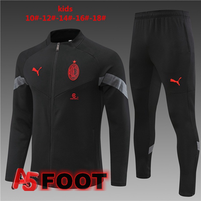 Ensemble Veste Survetement de Foot AC Milan Enfant Noir 2022/2023
