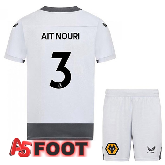 Maillot Foot Wolves (AIT-NOURI 3) Enfant Third Blanc Gris 2022/2023