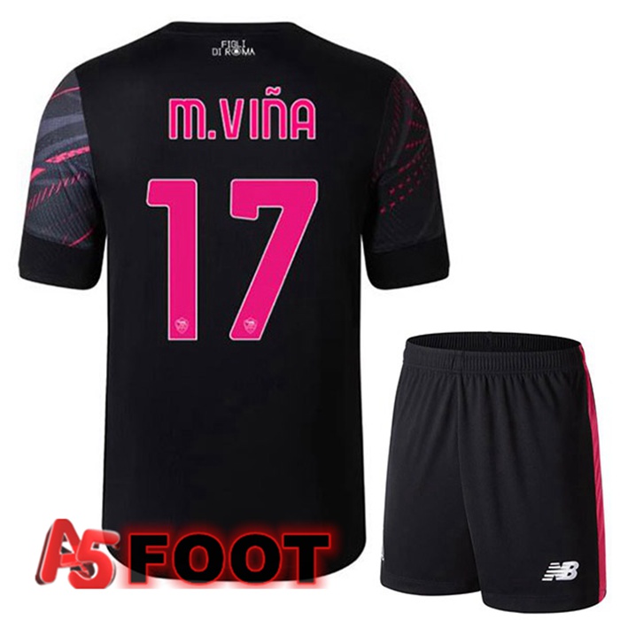 Maillot Foot AS Roma (M.VIÑA 17) Enfant Third Noir 2022/2023