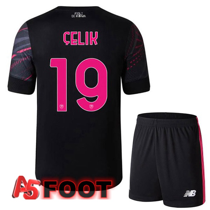Maillot Foot AS Roma (ÇELIK 19) Enfant Third Noir 2022/2023