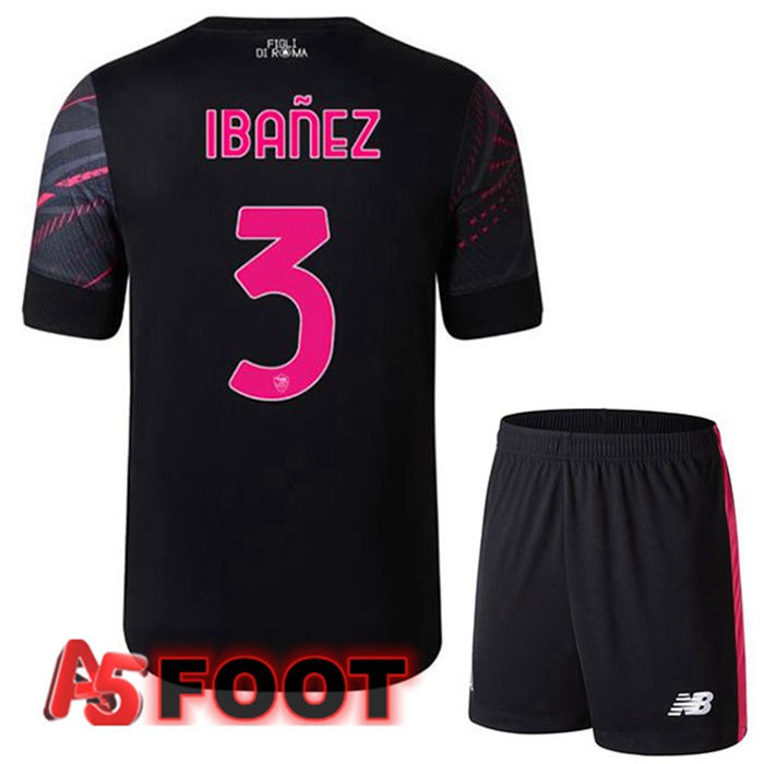 Maillot Foot AS Roma (IBAÑEZ 3) Enfant Third Noir 2022/2023