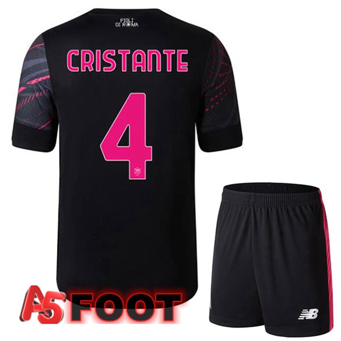 Maillot Foot AS Roma (CRISTANTE 4) Enfant Third Noir 2022/2023