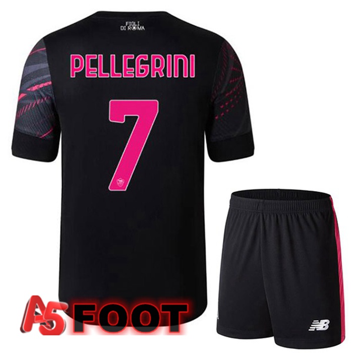 Maillot Foot AS Roma (PELLEGRINI 7) Enfant Third Noir 2022/2023