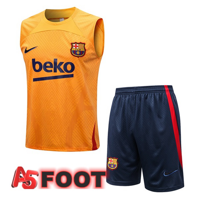 Gilet De Foot FC Barcelone + Shorts Orange 2022/2023