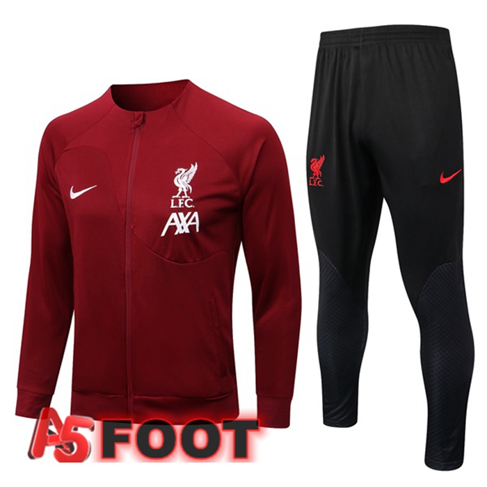 Ensemble Veste Survetement de Foot FC Liverpool Rouge 2022/2023