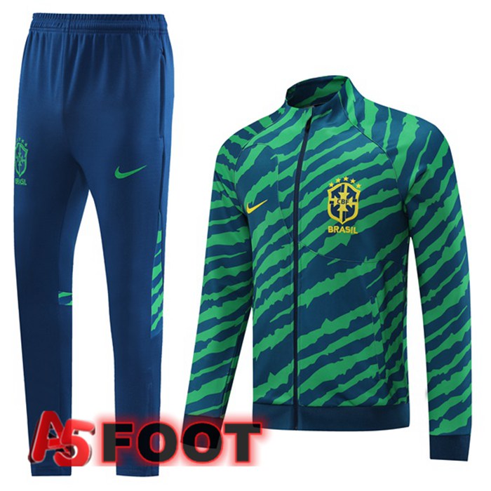Ensemble Veste Survetement de Foot Bresil Vert 2022/2023
