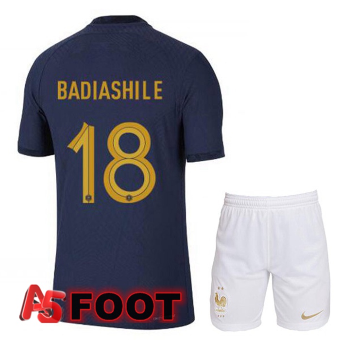 Maillot Equipe De France (BADIASHILE 18) Enfant Domicile Bleu Royal Coupe du monde 2022