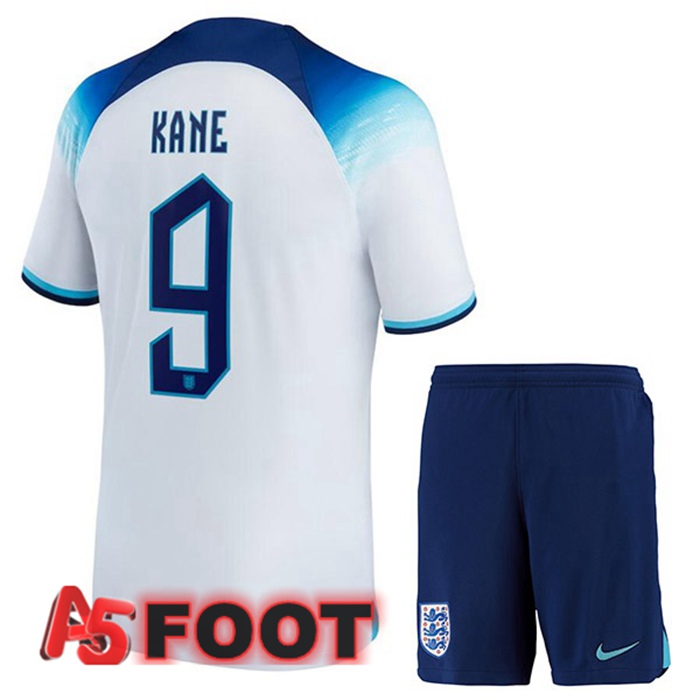 Maillot Equipe De Angleterre (KANE 9) Enfant Domicile Blanc Coupe du monde 2022