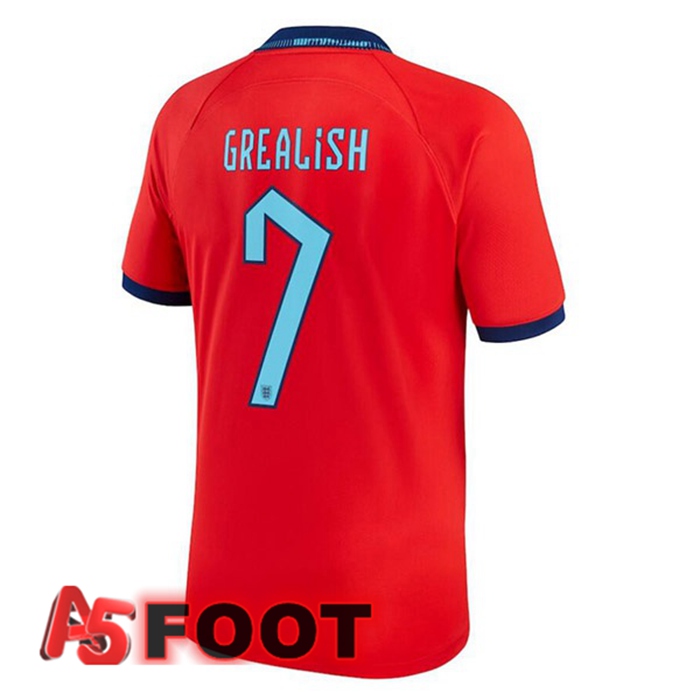 Maillot Equipe De Angleterre (GREALISH 7) Exterieur Rouge Coupe du monde 2022