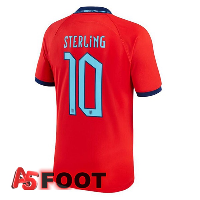 Maillot Equipe De Angleterre (STERLING 10) Exterieur Rouge Coupe du monde 2022