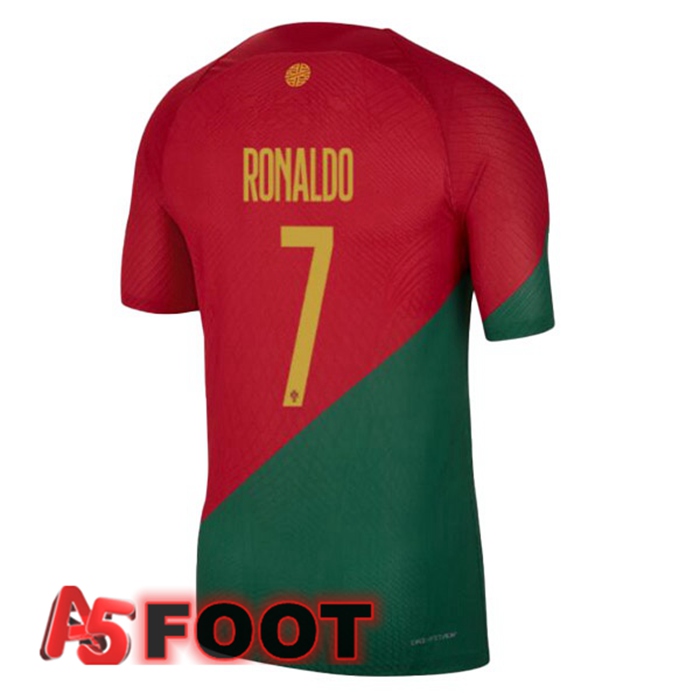 Maillot Equipe De Portugal (RONALDO 7) Domicile Rouge Vert Coupe du monde 2022