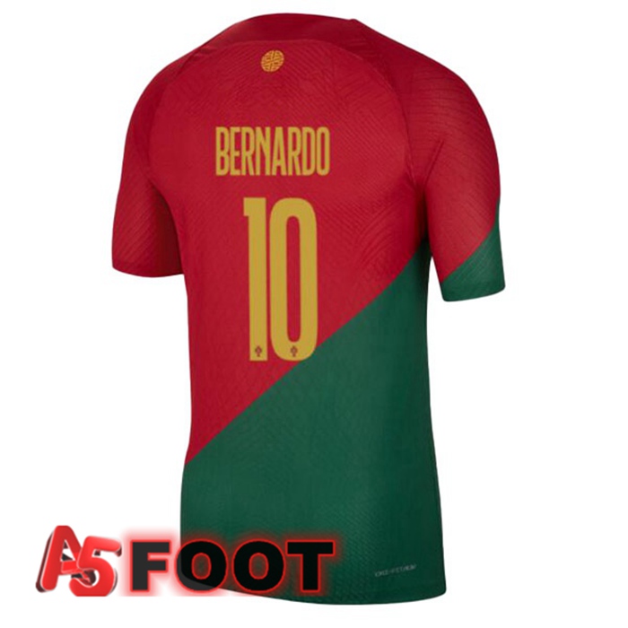 Maillot Equipe De Portugal (BERNARDO 10) Domicile Rouge Vert Coupe du monde 2022