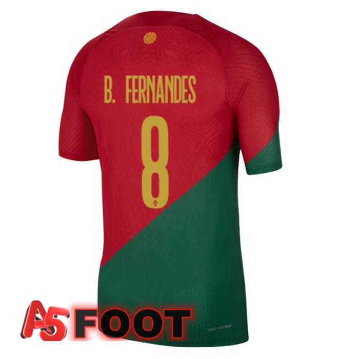 Maillot Equipe De Portugal (J. MOUTINHO 8) Domicile Rouge Vert Coupe du monde 2022