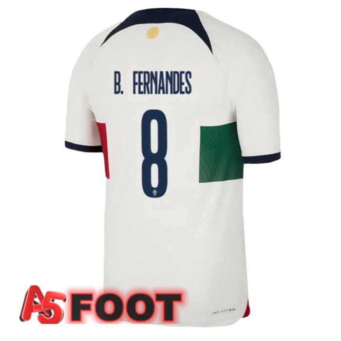 Maillot Equipe De Portugal (J. MOUTINHO 8) Exterieur Blanc Rouge Coupe du monde 2022