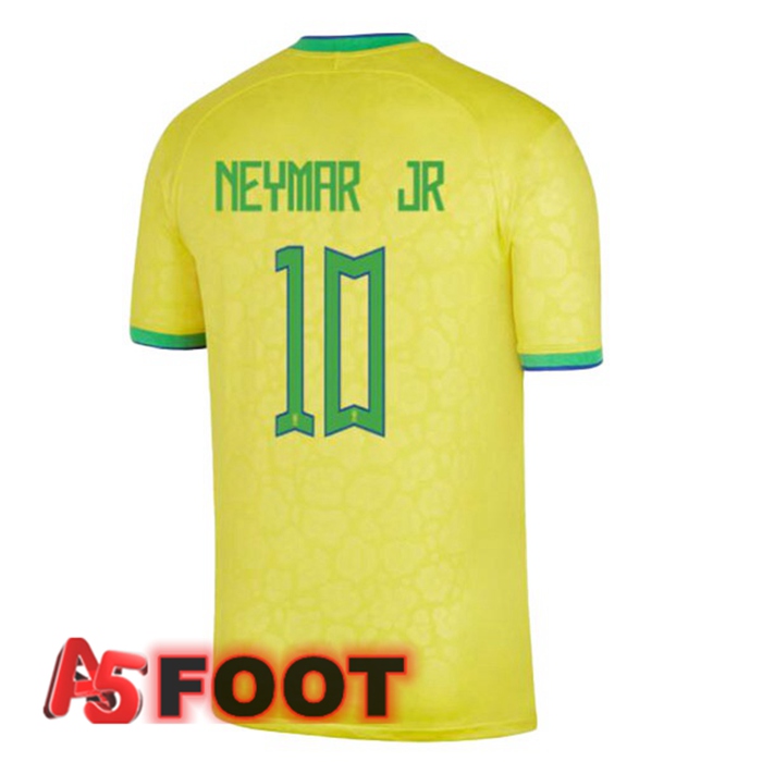 Maillot Equipe De Bresil (NEYMAR JR 10) Domicile Jaune Coupe du monde 2022