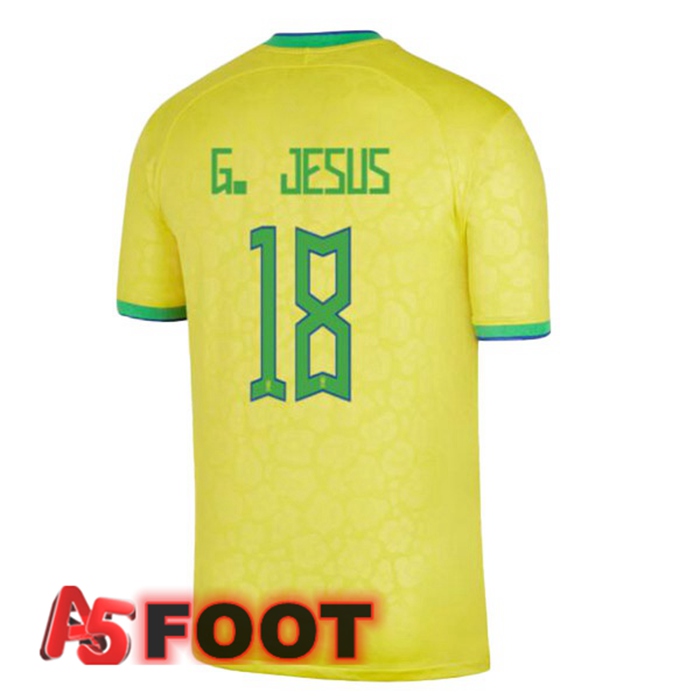 Maillot Equipe De Bresil (G. JESUS 18) Domicile Jaune Coupe du monde 2022