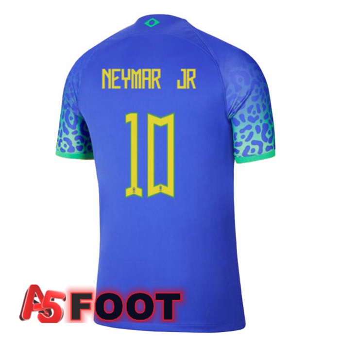 Maillot Equipe De Bresil (NEYMAR JR 10) Exterieur Bleu Coupe du monde 2022
