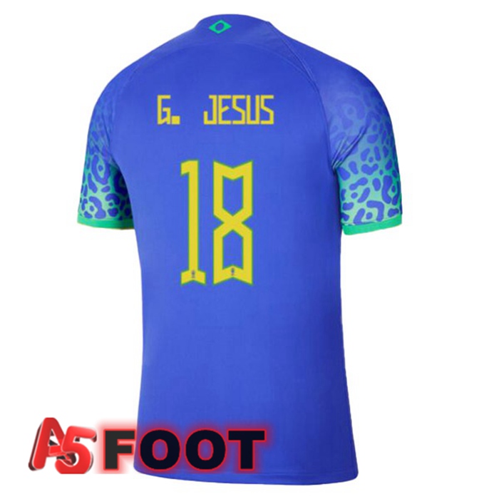 Maillot Equipe De Bresil (G. JESUS 18) Exterieur Bleu Coupe du monde 2022