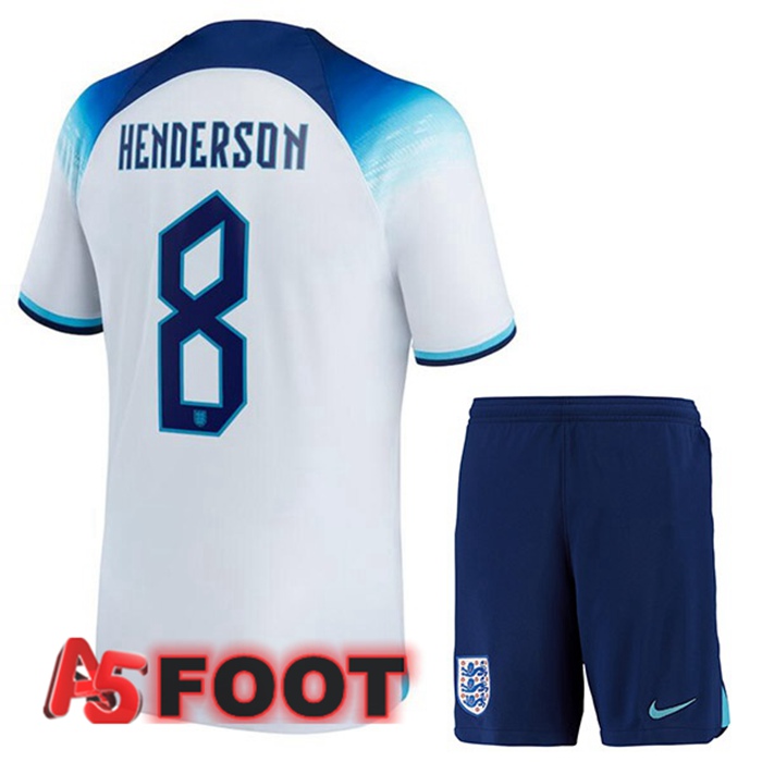 Maillot Equipe De Angleterre (HENDERSON 8) Enfant Domicile Blanc 2022/2023