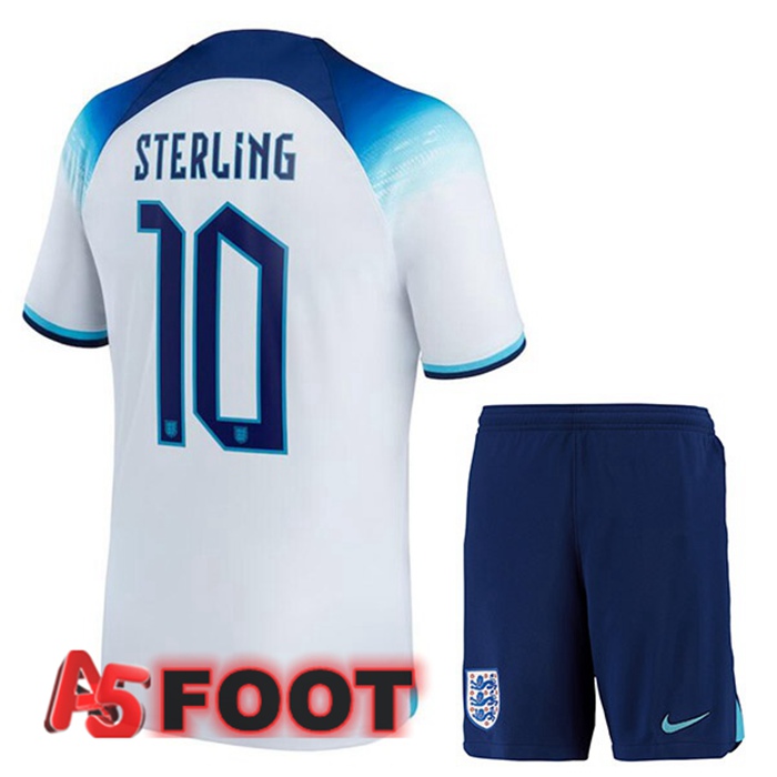 Maillot Equipe De Angleterre (STERLING 10) Enfant Domicile Blanc 2022/2023