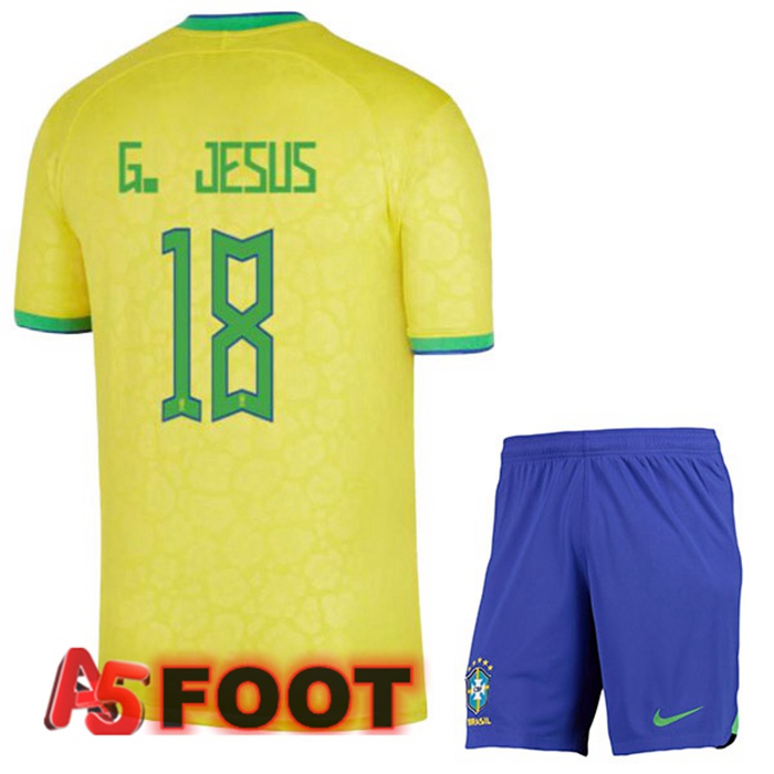 Maillot Equipe De Bresil (G. JESUS 18) Enfant Domicile Jaune 2022/2023