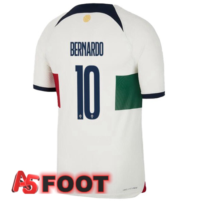 Maillot Equipe De Portugal (BERNARDO 10) Exterieur Blanc Rouge 2022/2023