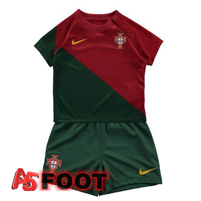 Maillot Equipe De Portugal Enfant Domicile Rouge Vert Coupe du monde 2022