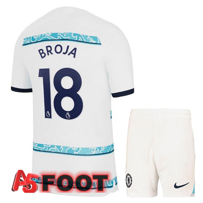 Maillot Foot FC Chelsea (BROJA 18) Enfant Exterieur Blanc 2022/2023