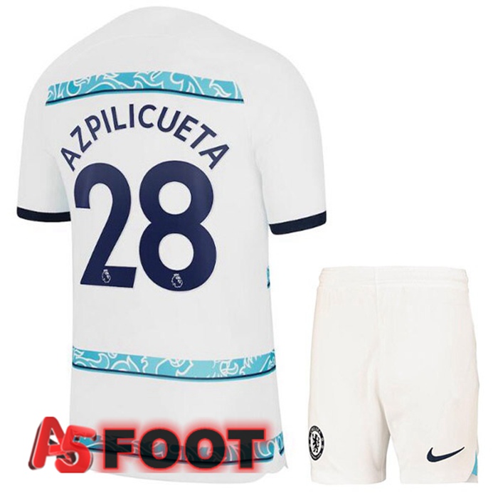 Maillot Foot FC Chelsea (AZPILICUETA 28) Enfant Exterieur Blanc 2022/2023