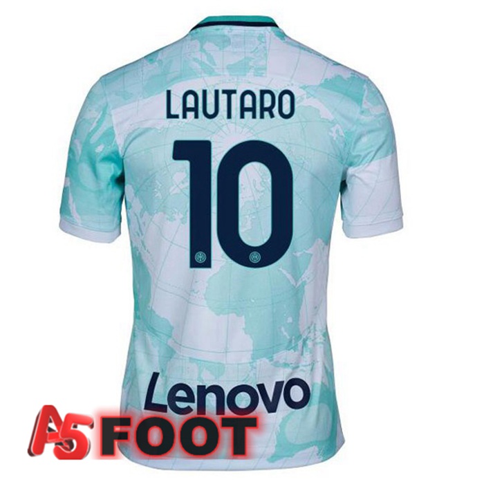 Maillot Foot Inter Milan (LAUTARO 10) Exterieur Blanc Vert 2022/2023