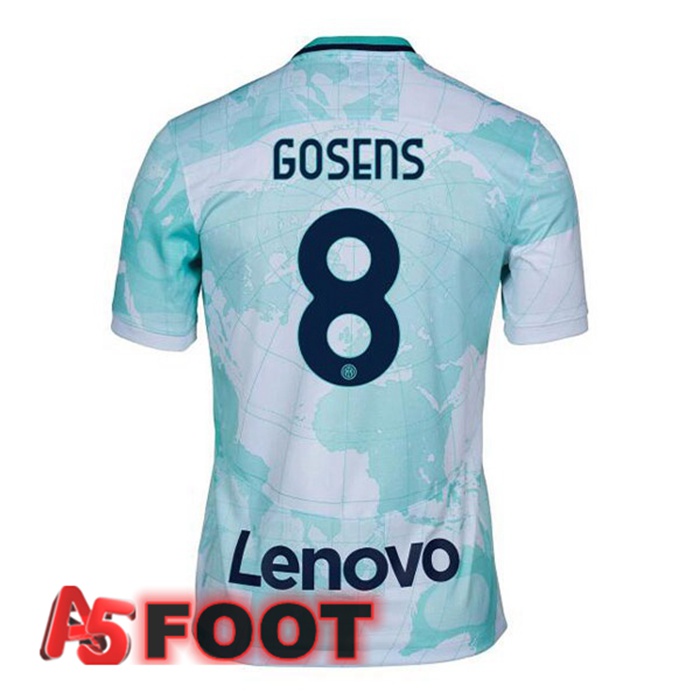 Maillot Foot Inter Milan (GOSENS 8) Exterieur Blanc Vert 2022/2023