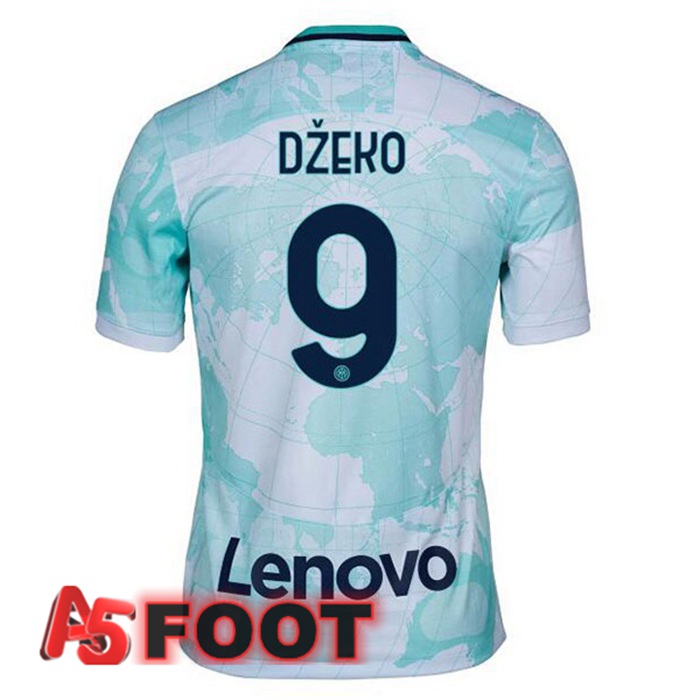 Maillot Foot Inter Milan (DŽEKO 9) Exterieur Blanc Vert 2022/2023