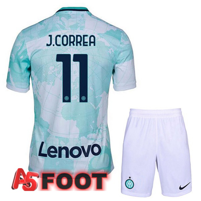 Maillot Foot Inter Milan (J.CORREA 11) Enfant Exterieur Blanc Vert 2022/2023