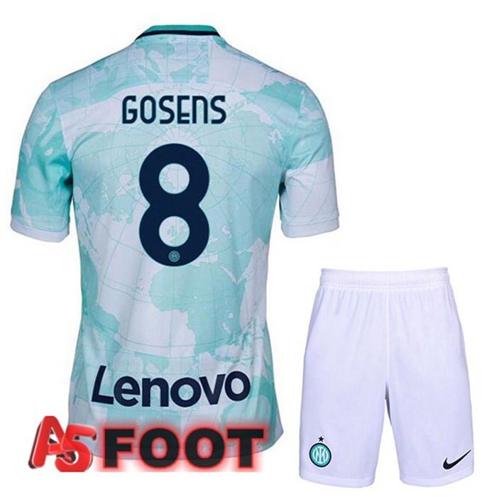 Maillot Foot Inter Milan (GOSENS 8) Enfant Exterieur Blanc Vert 2022/2023