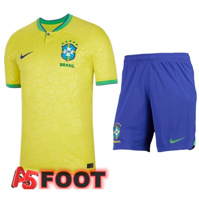 Ensemble Maillot Equipe De Bresil Domicile + Short Coupe Du Monde 2022