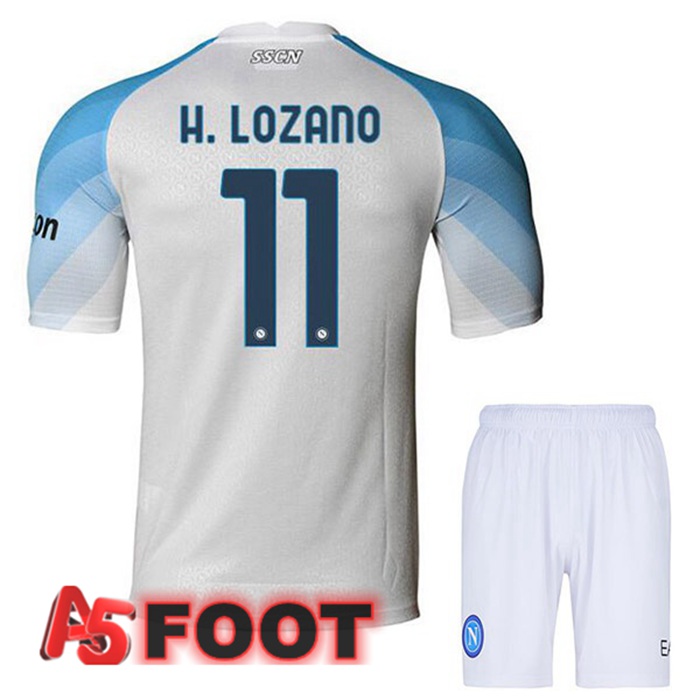 Maillot Foot SSC Naples (H. Lozano 11) Enfant Domicile Blanc 2022/2023