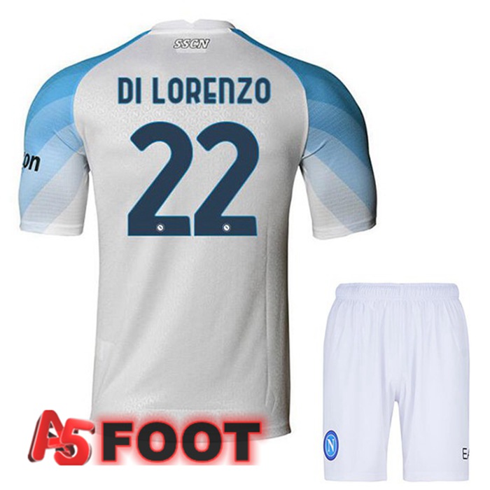 Maillot Foot SSC Naples (Di Lorenzo 22) Enfant Domicile Blanc 2022/2023