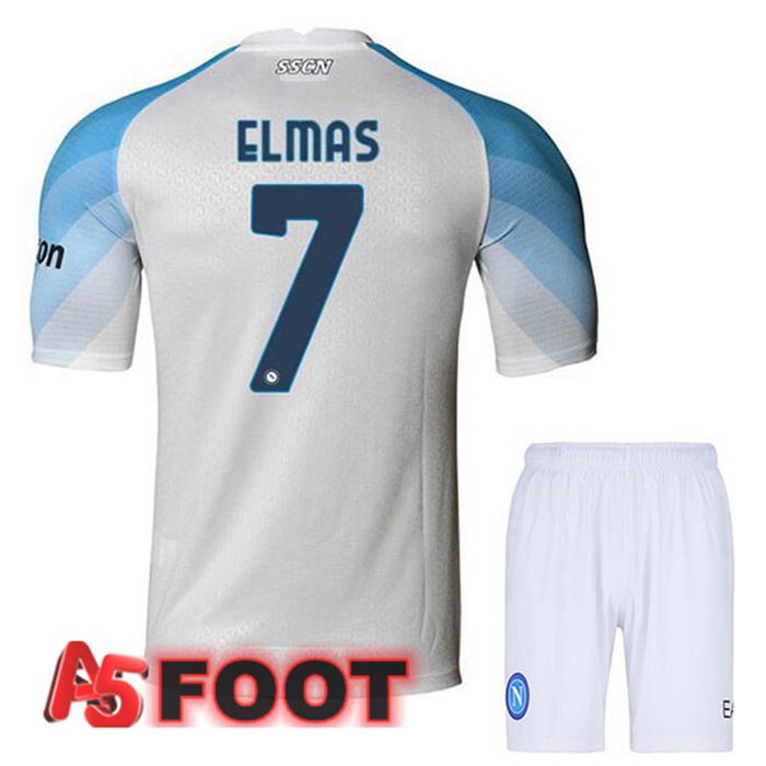 Maillot Foot SSC Naples (Elmas 7) Enfant Domicile Blanc 2022/2023