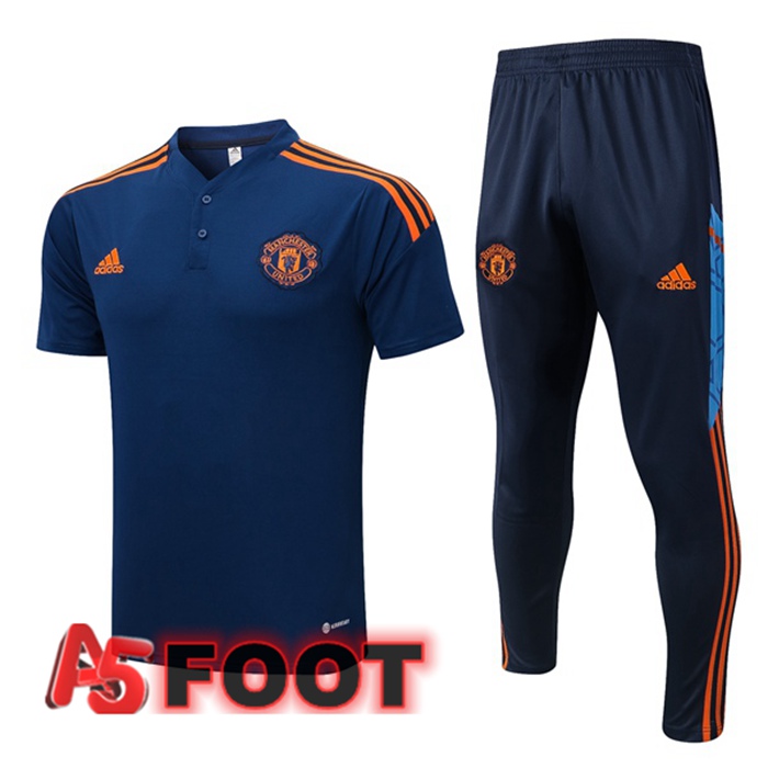 Polo Foot Manchester United + Pantalon Bleu Royal 2022/2023