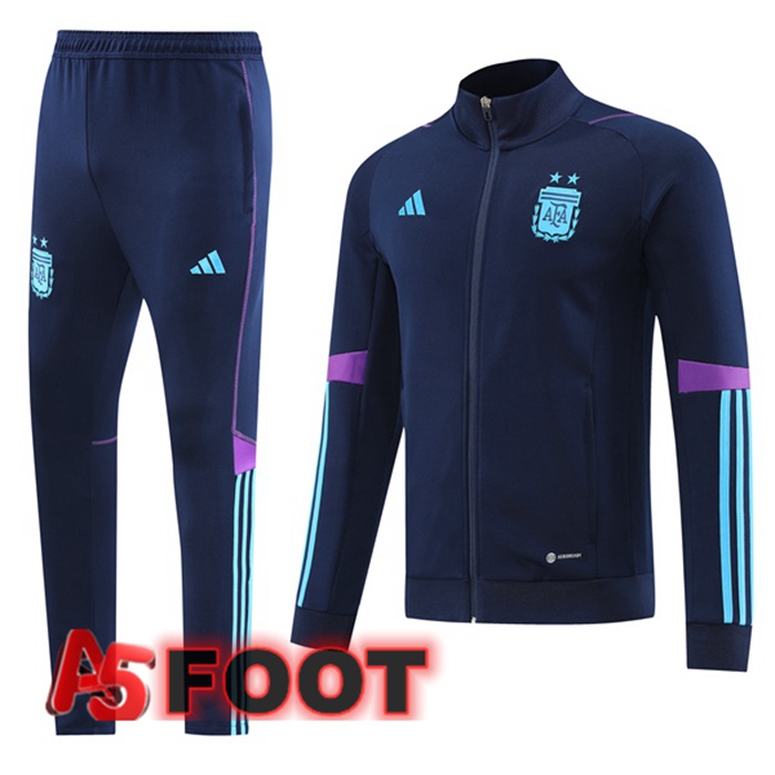 Ensemble Veste Survetement de Foot Argentine Bleu Royal 2022/2023