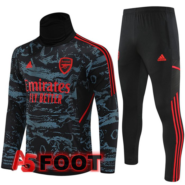 Ensemble Survetement De Foot Arsenal Col haut Bleu Rouge 2022/2023