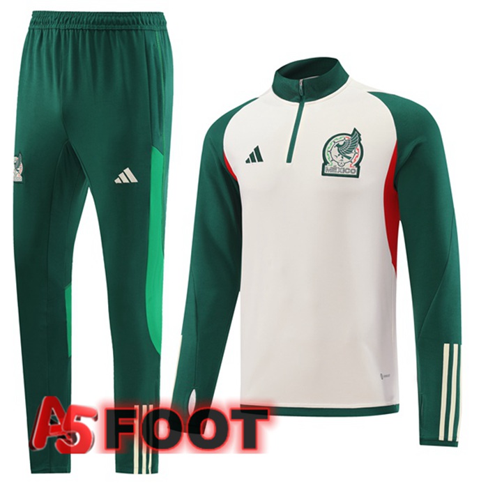 Ensemble Survetement De Foot Mexique Blanc Vert 2022/2023