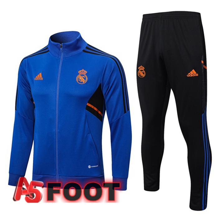 Ensemble Veste Survetement de Foot Real Madrid Bleu 2022/2023